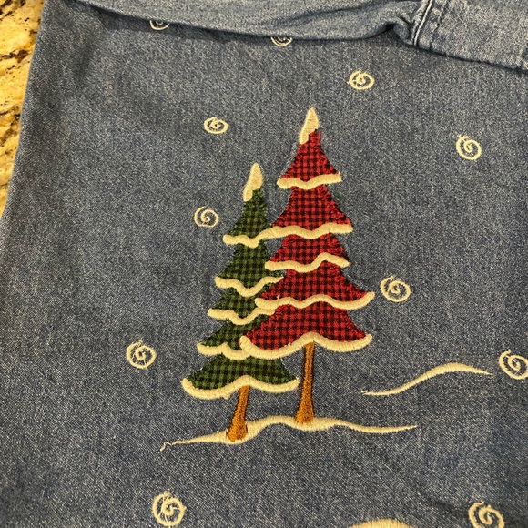 Vintage denim Christmas shirt, snowman, large - Picture 5 of 8